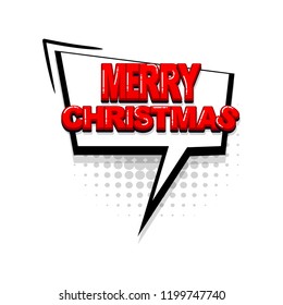 Xmas Merry Christmas comic text collection sound effects pop art style. Set vector speech bubble with word phrase cartoon expression illustration. Comics book red colored background template.