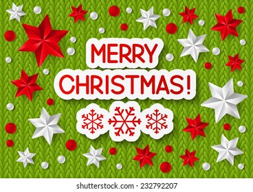 Xmas message on knitted background