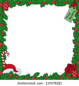 Xmas mistletoe frame - vector illustration.