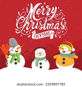 Xmas modern design set in flat desig style, snow man and white gifts, pine branches and lights on white background. Christmas cards, posters, holiday covers