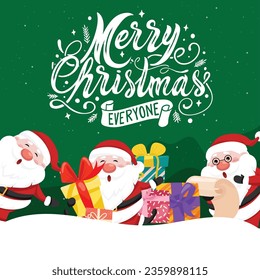 Xmas modern design set in flat desig style, snow man and white gifts, pine branches and lights on white background. Christmas cards, posters, holiday covers