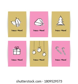 Xmas mood cards set. Christmas vector illustration.