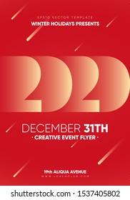 Xmas and New 2020 Year party flyer. Minimal geometric design. Eps10 vector template.