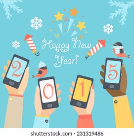 Xmas and New Year holidays design. Flat vector illustration. Concept for mobile apps.