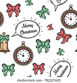 X-mas new year seamless pattern. Cartoon vector christmas new year  background . Vintage vector illustration. Winter holiday
