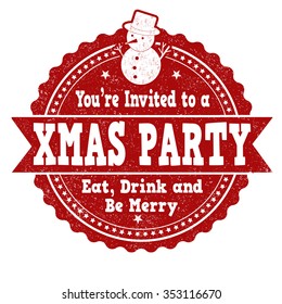 Xmas party grunge rubber stamp on white background, vector illustration