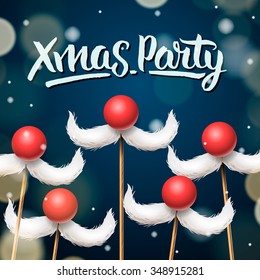 Xmas Party template, Santa moustache, vector illustration.