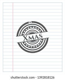 Xmas pencil emblem. Vector Illustration. Detailed.