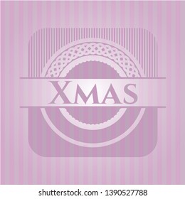 Xmas pink emblem. Vector Illustration. Detailed.