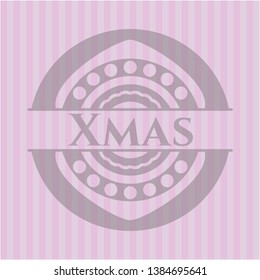 Xmas pink emblem. Vintage. Vector Illustration. Detailed.