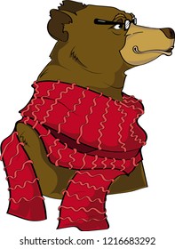 Xmas postcard. Cartoon bear.