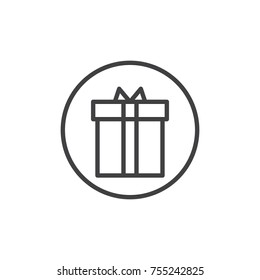 xmas present line icon, outline vector sign, linear style pictogram isolated on white. Gift box symbol, logo illustration. Editable stroke