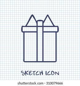 Xmas present Vector sketch icon 