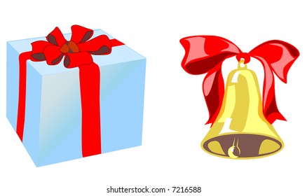 Xmas presents. Vector, editable illustration. Layered for easier editing. The background is a separate element, and the main objects are isolated and ready to be used as clips.