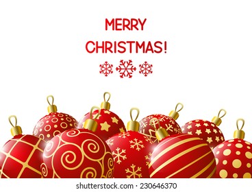 Xmas red balls on white