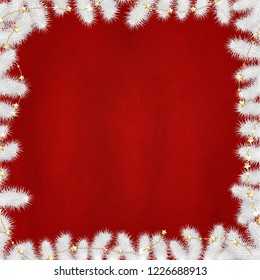 Xmas Red Poster With Gold Stars , Vector Illustration
