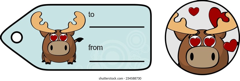 xmas reindeer ball cartoon gift card sticker in vector format very easy to edit