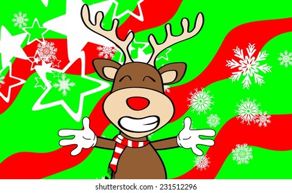 xmas reindeer cartoon expression background in vector format very easy to edit