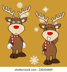 xmas reindeer cartoon expression set in vector format very easy to edit