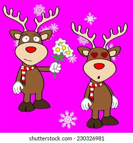 xmas reindeer cartoon expression set in vector format very easy to edit