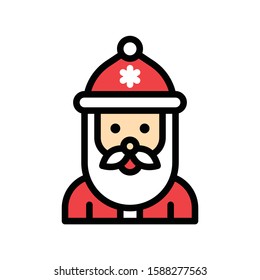 Xmas related Santa clause with snowflake on hat avatar with editable stroke