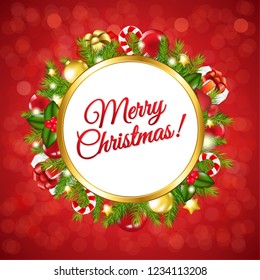 Xmas Retro Border With Gradient Mesh, Vector Illustration