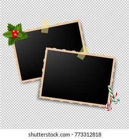 Xmas Retro Photo Frame With Gradient Mesh, Vector Illustration