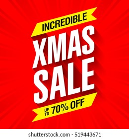 Xmas Sale banner, incredible Christmas offer. Vector illustration.