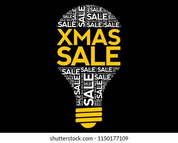 XMAS SALE bulb word cloud, business concept background