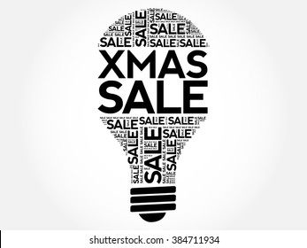 XMAS SALE bulb word cloud, business concept background