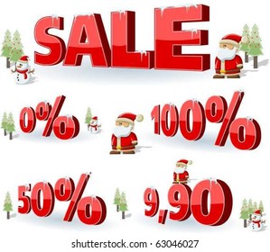 Xmas sale. christmas background with santa and snowman.