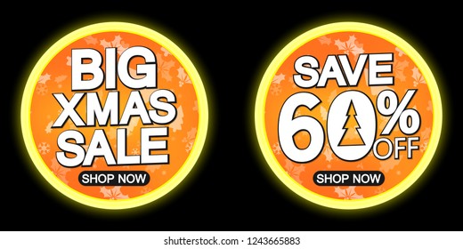 Xmas Sale, Christmas discount posters design template, 60% off, super offer, vector illustration