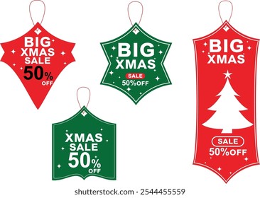 Xmas Sale Tags with 50% Discount - Christmas Ornament Style Labels"