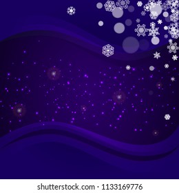 Xmas sales with ultra violet snowflakes. New Year frosty backdrop. Winter border for gift coupons, vouchers, ads, party events. Christmas trendy background. Holiday banner for xmas sales.
