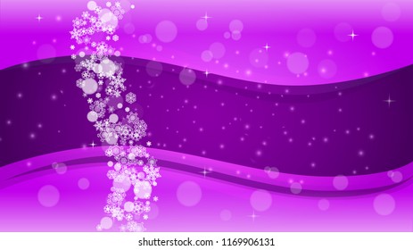 Xmas sales with ultra violet snowflakes. New Year backdrop. Snow frame for flyer, gift card, invitation, business offer and ad. Christmas trendy background. Holiday snowy banner for xmas sales