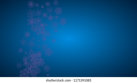 Xmas sales with ultra violet snowflakes.  Winter frame for flyer, gift card, invitation, business offer and ad. Christmas trendy background. Holiday banner for xmas sales. New Year frosty backdrop