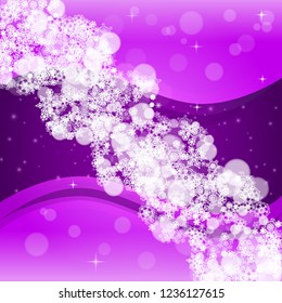 Xmas sales with ultra violet snowflakes. New Year snowy backdrop. Winter border for flyer, gift card, invitation, business offer and ad. Christmas trendy background. Holiday banner for xmas sales.