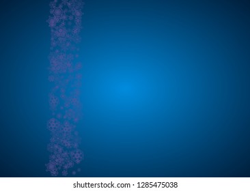 Xmas sales with ultra violet snowflakes.  Winter frame for flyer, gift card, invitation, business offer and ad. Christmas trendy background. Holiday banner for xmas sales. New Year snowy backdrop