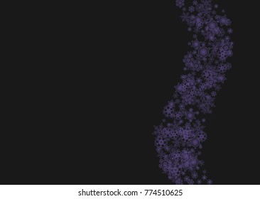 Xmas sales with ultraviolet snowflakes.  Winter border for flyer, gift card, party invite, retail offer and ad. Christmas trendy background. Holiday banner for xmas sales. New Year frosty backdrop