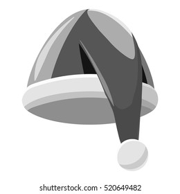 Xmas Santa hat icon. Gray monochrome illustration of xmas Santa hat vector icon for web