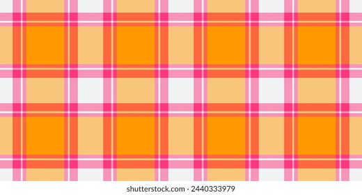Xmas seamless background textile, infant fabric check pattern. Checking plaid tartan vector texture in pink and red color.