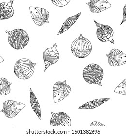 Xmas Seamless pattern with Christmas tree balls hand drawn art design vector illustration