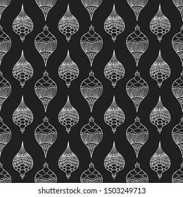 Xmas Seamless pattern with Christmas tree balls hand drawn art design vector illustration