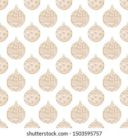 Xmas Seamless pattern with Christmas tree balls hand drawn art design vector illustration