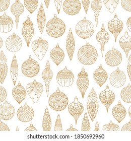 Xmas Seamless pattern with Christmas tree balls hand drawn art design vector illustration