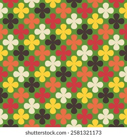 Xmas seamless vector flower pattern with festive geometric design. Modern aesthetic, perfect for Christmas backgrounds, wallpapers, and stylish prints