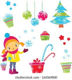 Xmas set. All elements isolated and full editable