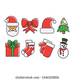 xmas set gift merry santa red color icon in flat style isolated. Vector Symbol illustration.