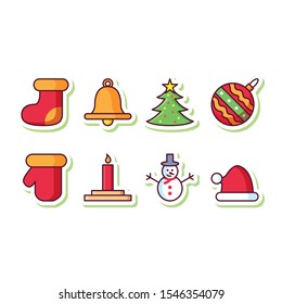 xmas set holiday celebration winter icon in flat style isolated. Vector Symbol illustration.