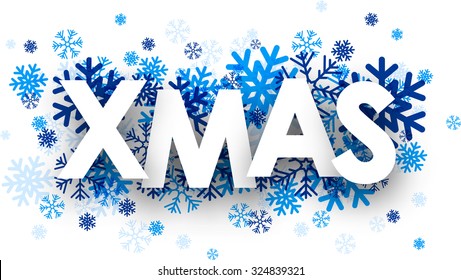 Xmas sign with snowflakes. Vector illustration.